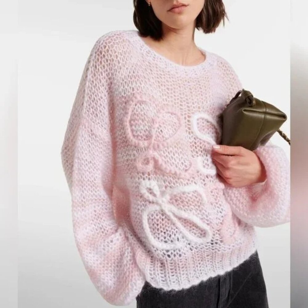 NWOT ！Loewe anagram striped mohair-blend sweater